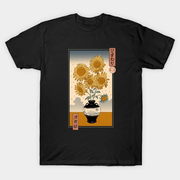 Sunflowers Ukiyo-e T-Shirt by Vincent Trinidad Art